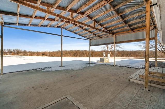 view of snow covered patio