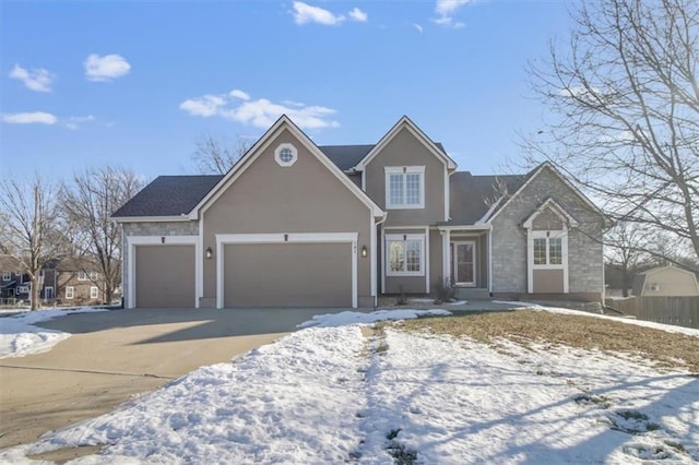 front of property featuring a garage