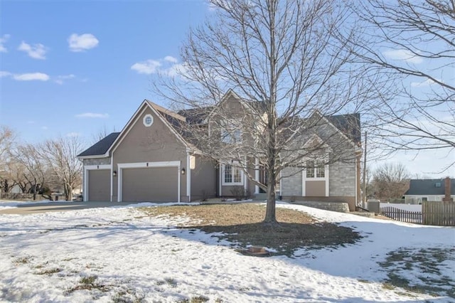 view of front property with a garage