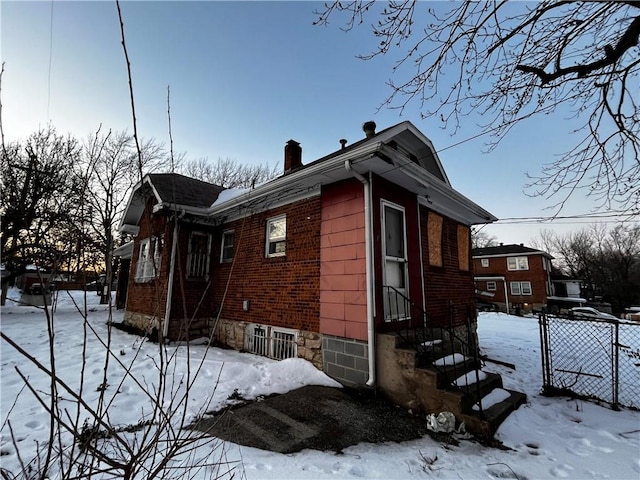 view of snowy exterior