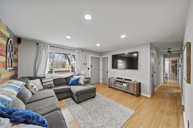 living room featuring light hardwood / wood-style floors