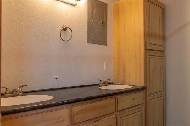 bathroom with vanity and electric panel