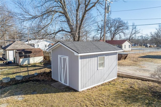 view of outdoor structure with a yard