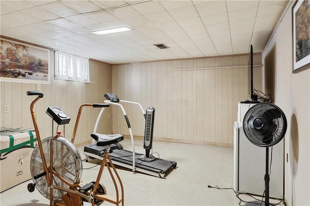 workout area with light floors and visible vents