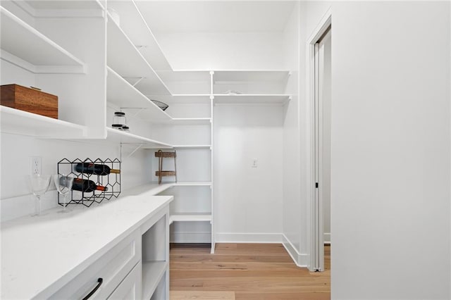 spacious closet featuring light hardwood / wood-style flooring