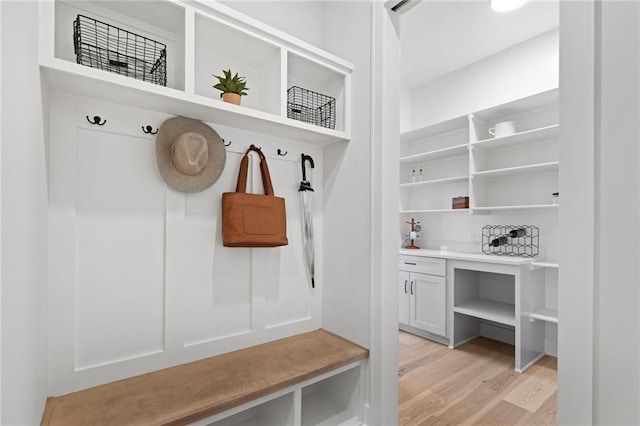 mudroom featuring light hardwood / wood-style floors