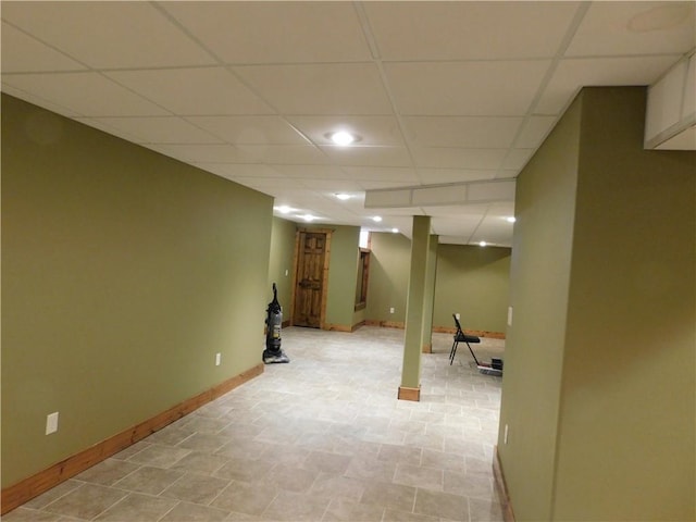 basement with a drop ceiling