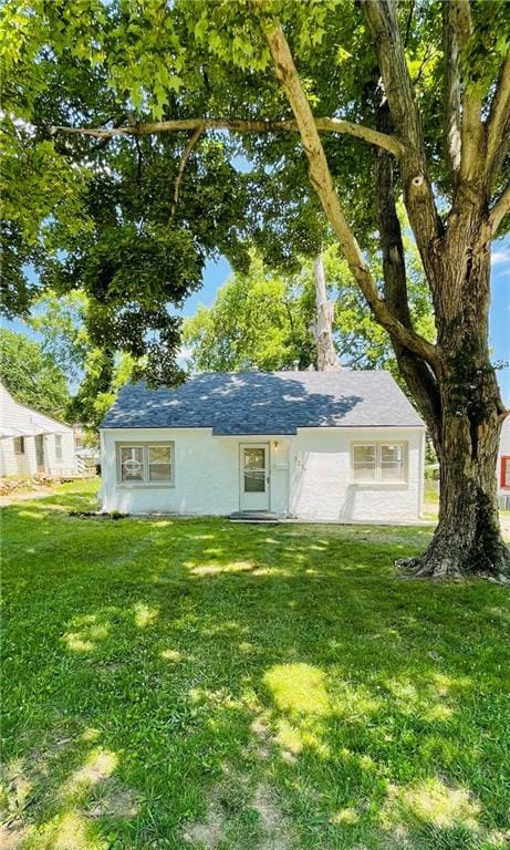 back of house featuring a lawn