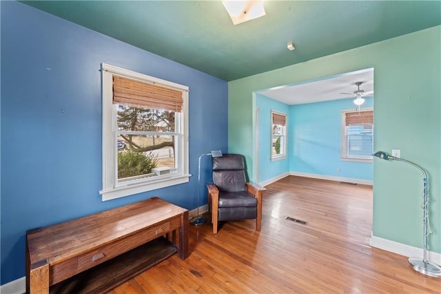 living area featuring light hardwood / wood-style flooring