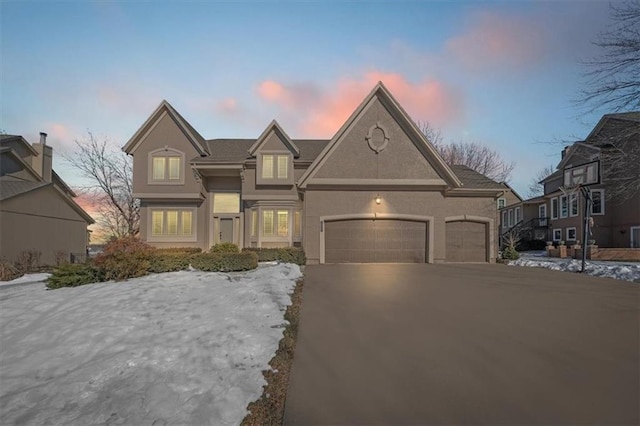 view of front of house with a garage