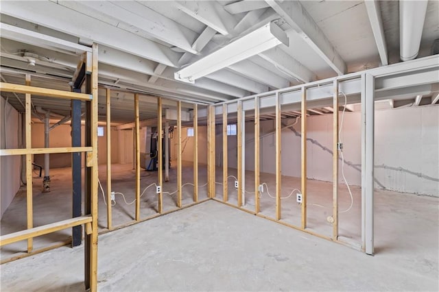 basement with heating unit