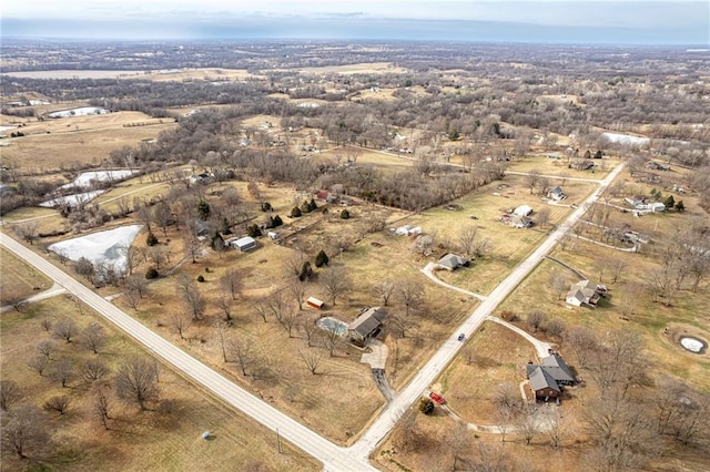 aerial view featuring a rural view