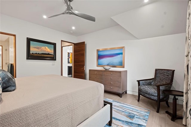 9358 Juniper Reserve Dr, Prairie Village, KS 66207 - bedroom with light wood-style floors, recessed lighting, and a ceiling fan