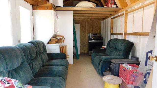 living room featuring concrete floors