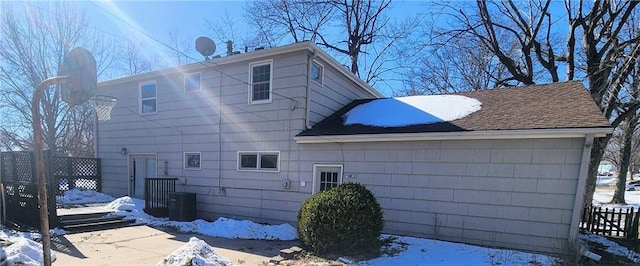 view of snow covered property