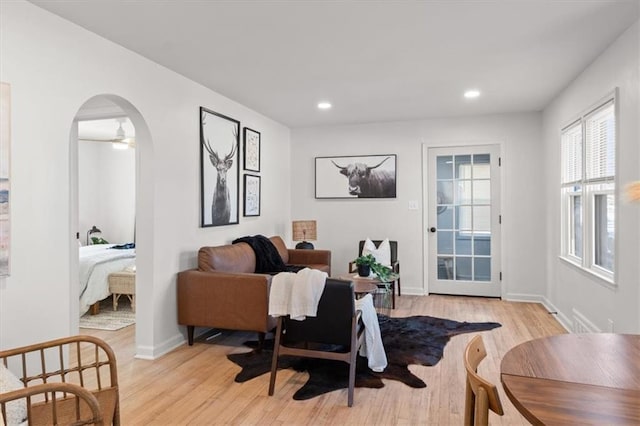 interior space with light hardwood / wood-style flooring