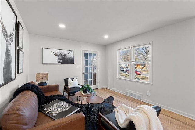 living room featuring light hardwood / wood-style floors