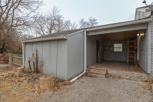 view of outdoor structure with fence