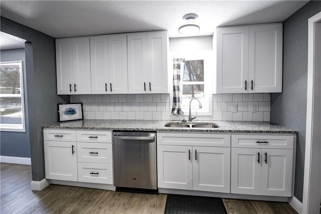 kitchen featuring white cabinetry and stainless steel dishwasher