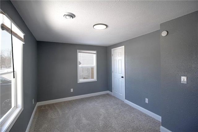 empty room featuring carpet floors and a textured ceiling