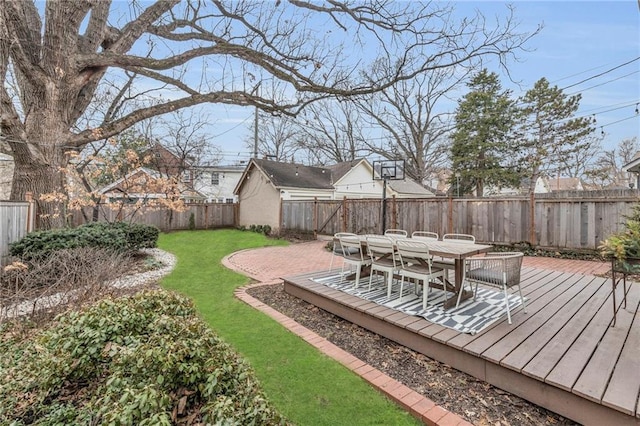 view of yard featuring a wooden deck