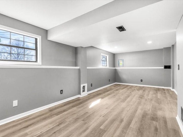 empty room with light wood-type flooring