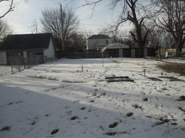 view of yard covered in snow