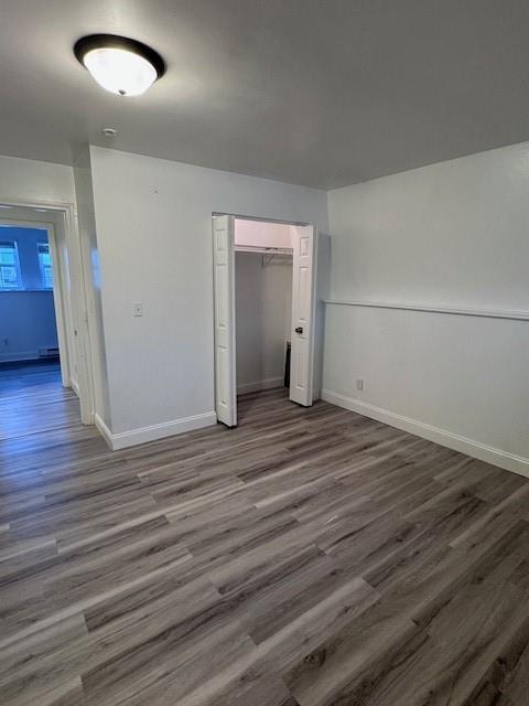 interior space featuring dark hardwood / wood-style floors and a closet