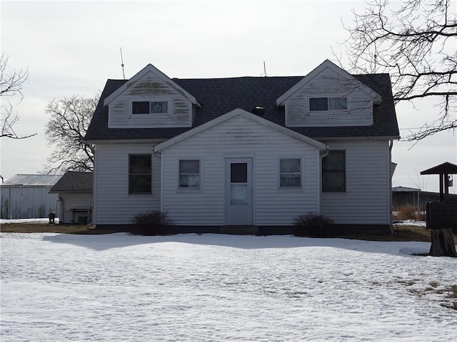 view of snow covered property