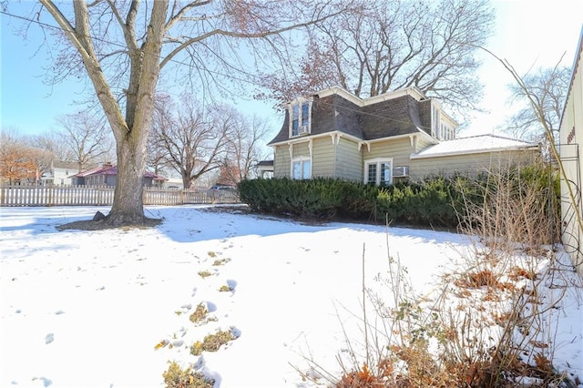 view of snow covered exterior