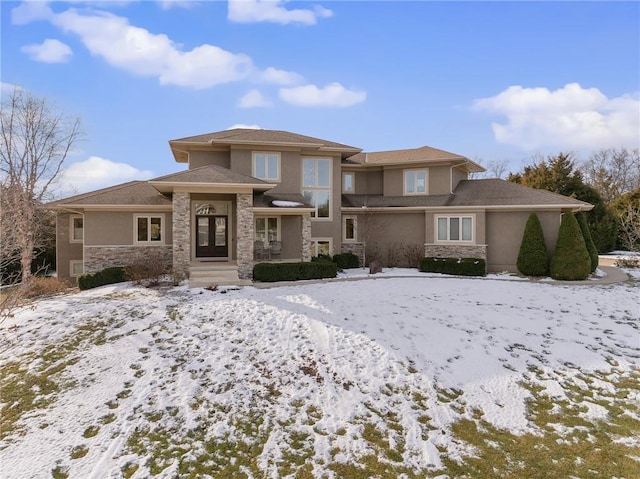 view of prairie-style home