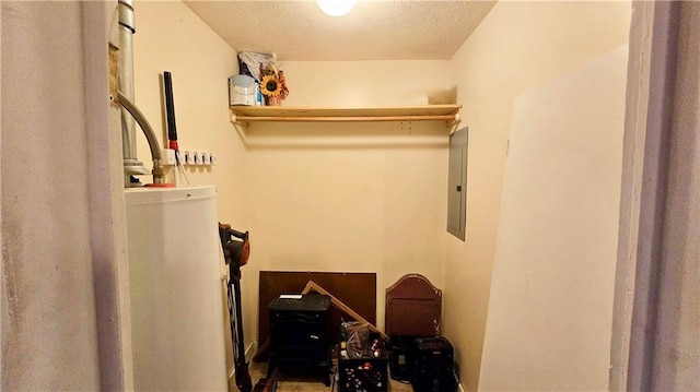 interior space featuring gas water heater and electric panel