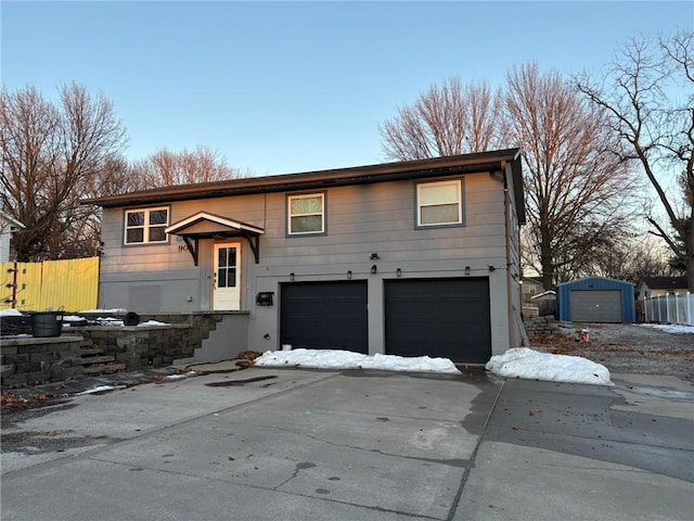 bi-level home featuring a garage