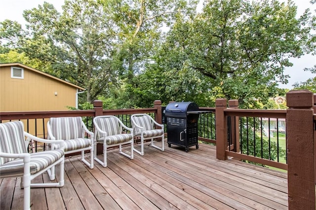 deck featuring grilling area