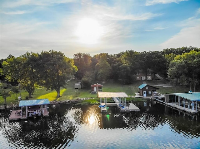 dock area featuring a water view