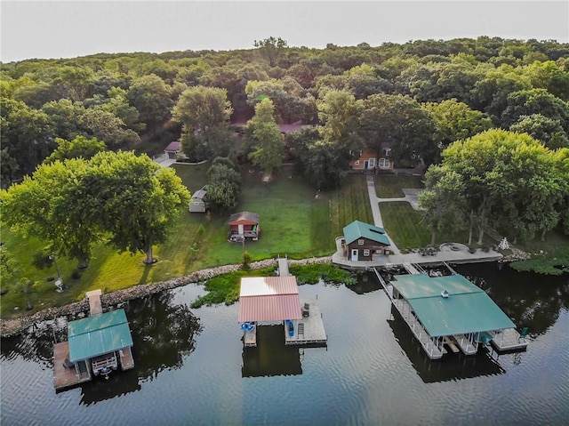 bird's eye view featuring a water view