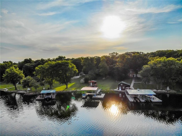 water view with a boat dock