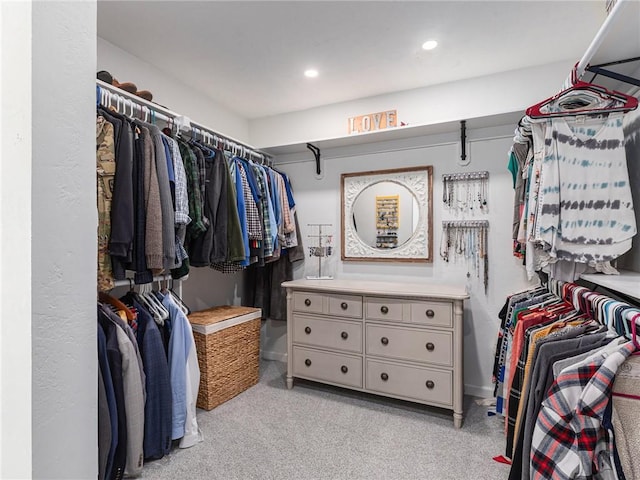 spacious closet with light carpet