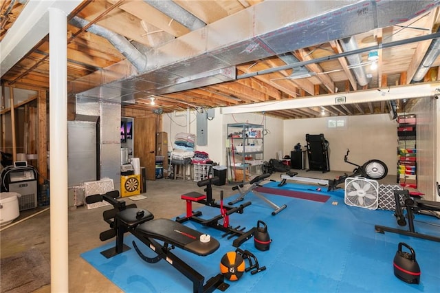 exercise room featuring electric panel