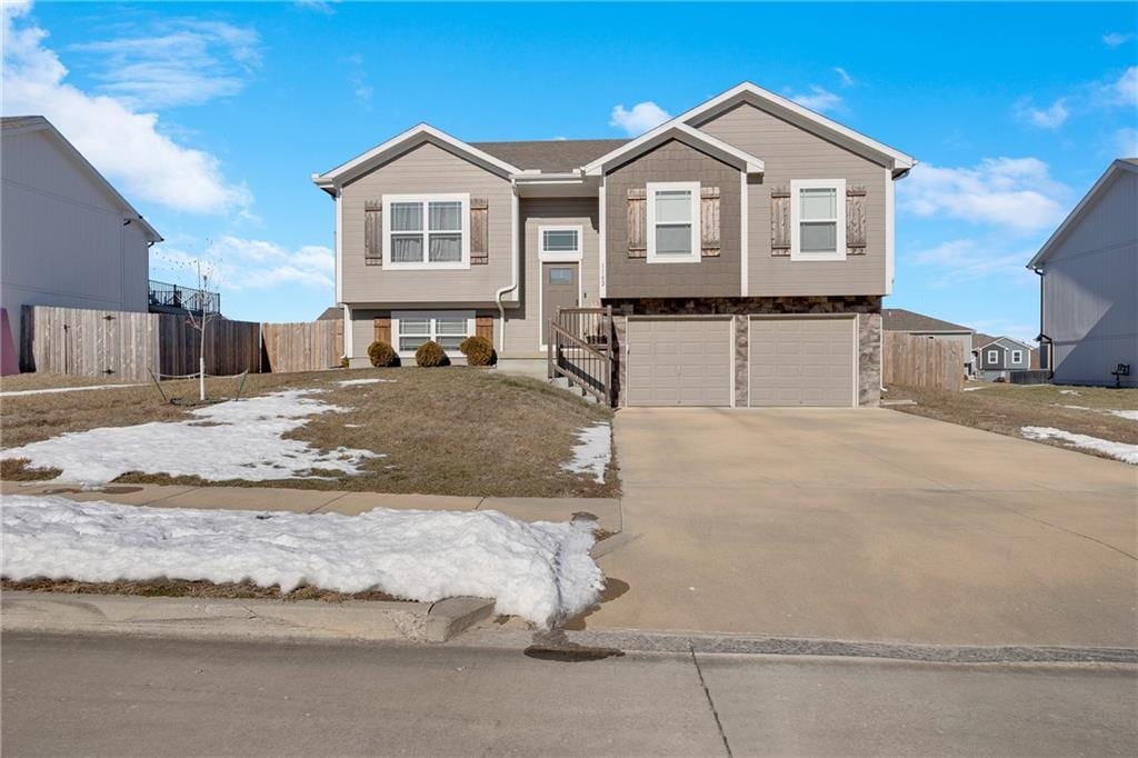 raised ranch with a garage