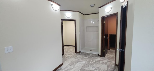 hallway with ornamental molding