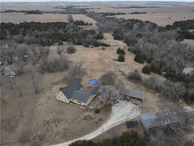 aerial view featuring a rural view