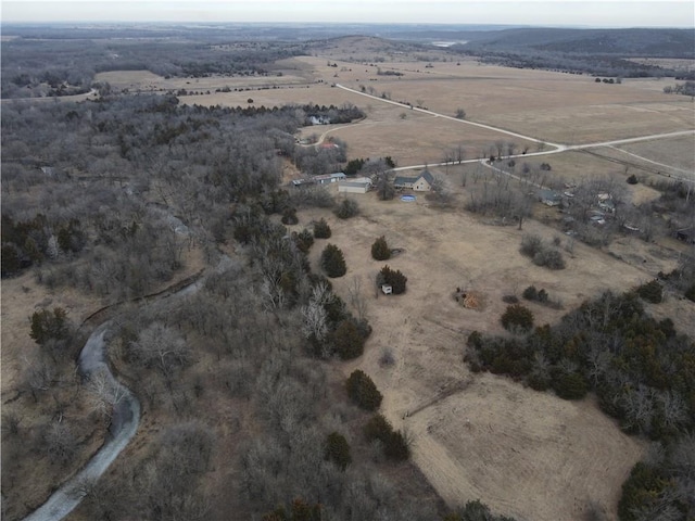 drone / aerial view with a rural view