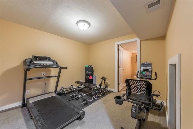 workout room with carpet floors