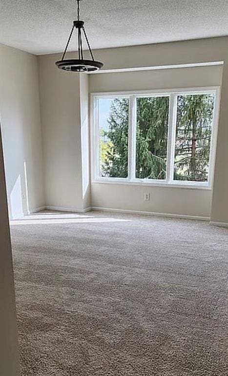 carpeted empty room featuring a textured ceiling