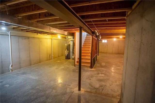 basement featuring water heater