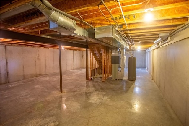 basement with gas water heater