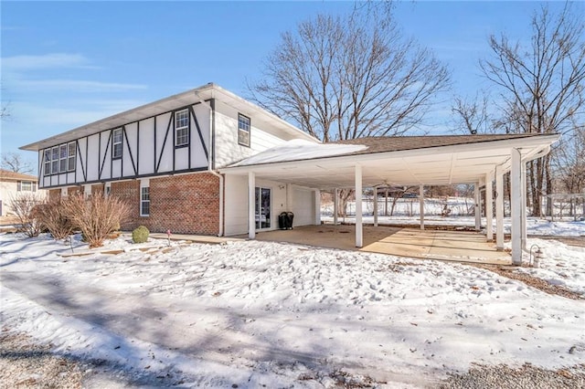 view of snow covered property