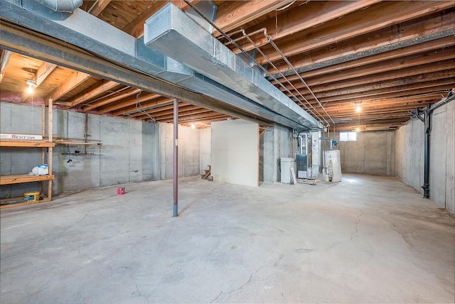 basement with water heater