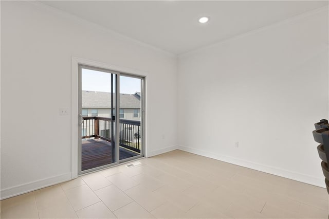 unfurnished room featuring ornamental molding